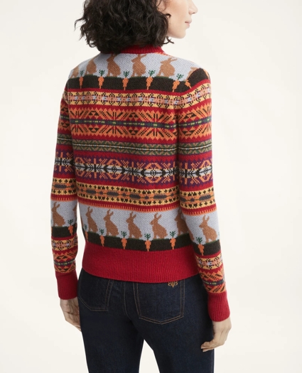 Women's Lunar New Year Merino Wool Blend Jacquard Cardigan, image 2