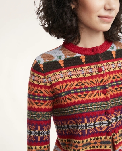 Women's Lunar New Year Merino Wool Blend Jacquard Cardigan, image 3