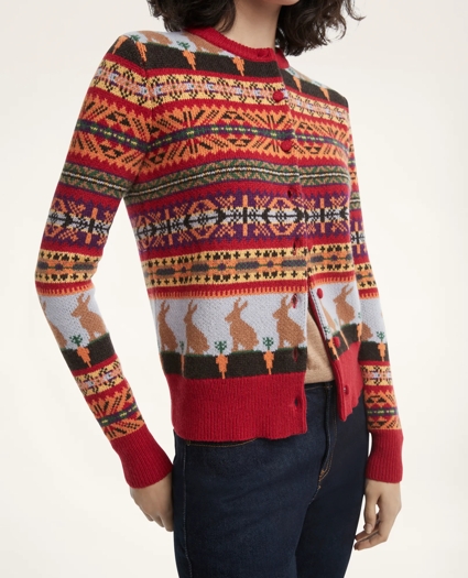 Women's Lunar New Year Merino Wool Blend Jacquard Cardigan, image 4
