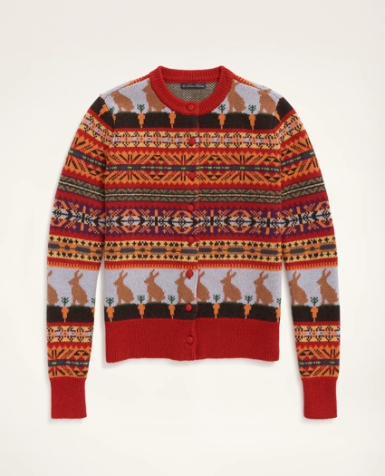 Women's Lunar New Year Merino Wool Blend Jacquard Cardigan, image 5