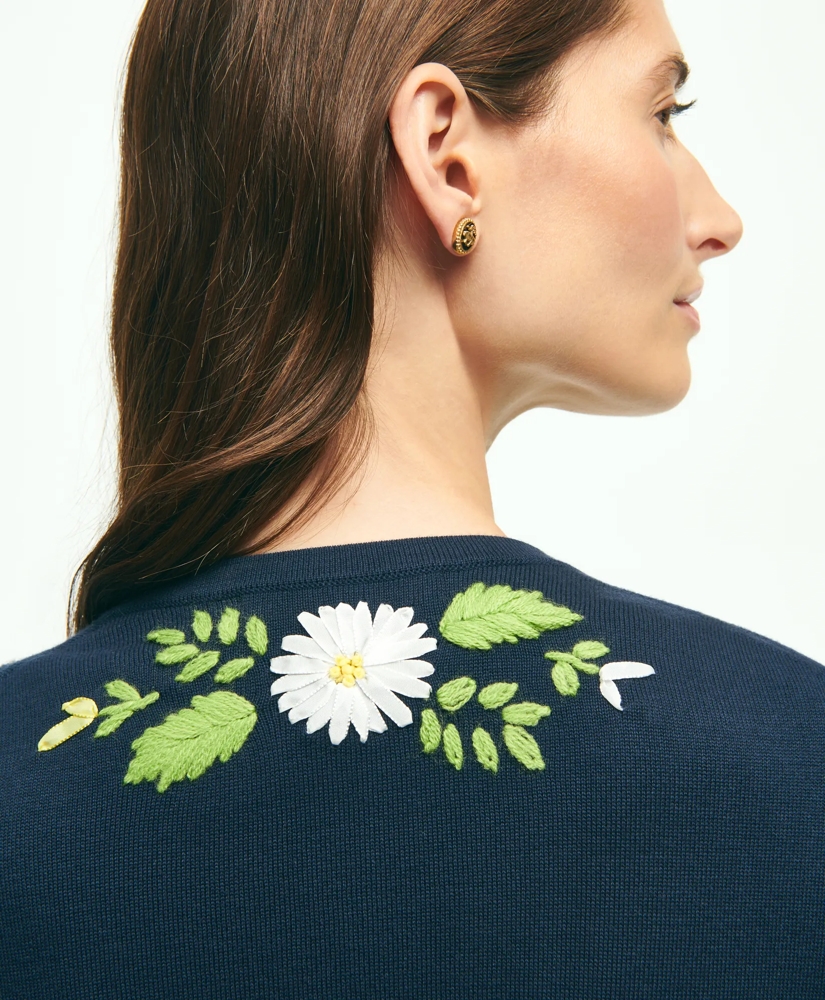 Supima® Cotton Floral Embroidered Cardigan, image 5