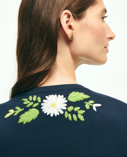 Supima® Cotton Floral Embroidered Cardigan, image 5