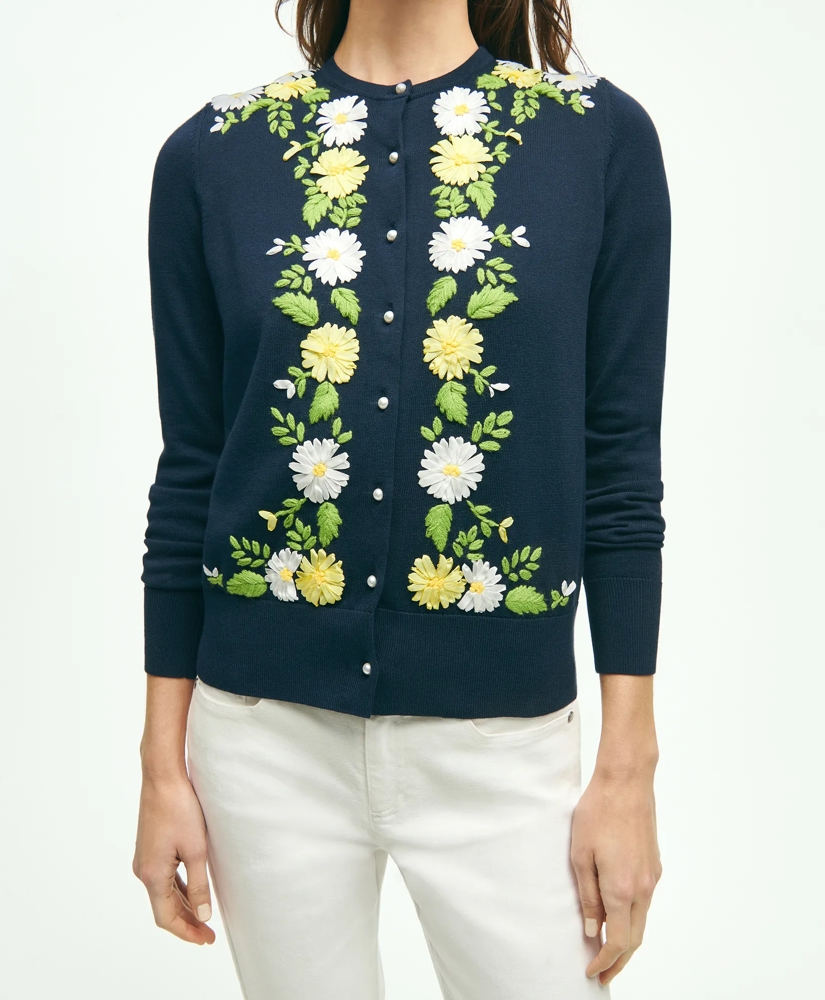 Supima® Cotton Floral Embroidered Cardigan, image 4