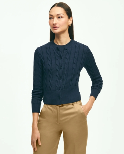 Supima® Cotton Cable Knit Cardigan, image 1
