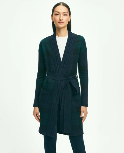 Merino Wool Black Watch Cardigan, image 1