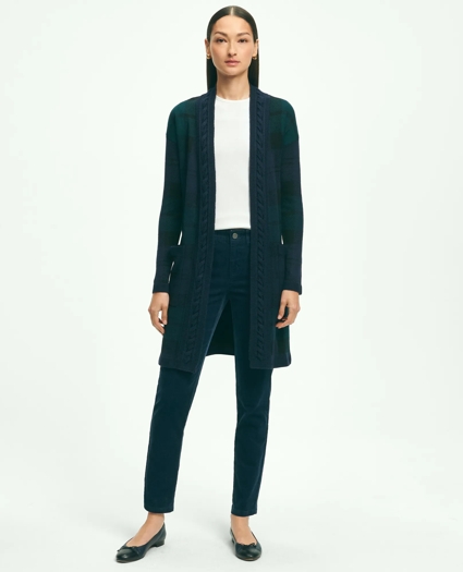 Merino Wool Black Watch Cardigan, image 2
