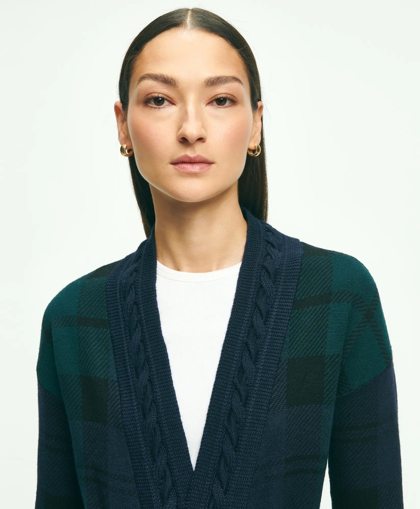Merino Wool Black Watch Cardigan, image 4