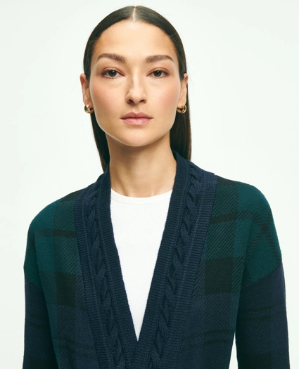 Merino Wool Black Watch Cardigan, image 4