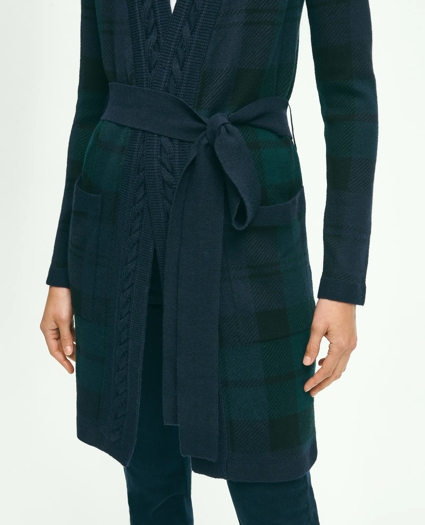 Merino Wool Black Watch Cardigan, image 5