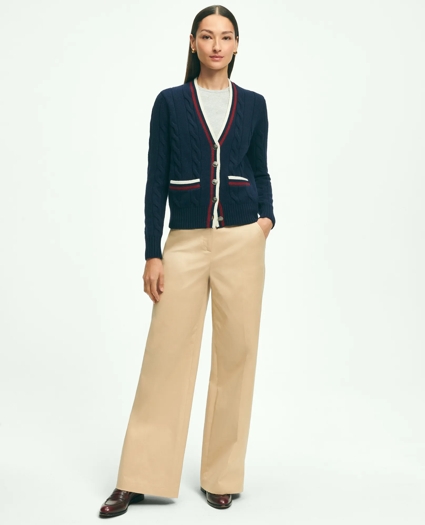 Merino Wool Cashmere Tennis Cardigan, image 3