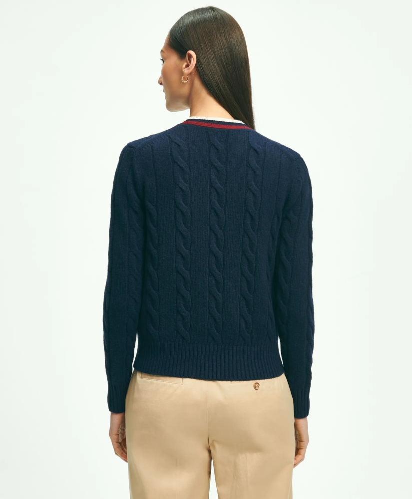 Merino Wool Cashmere Tennis Cardigan, image 4