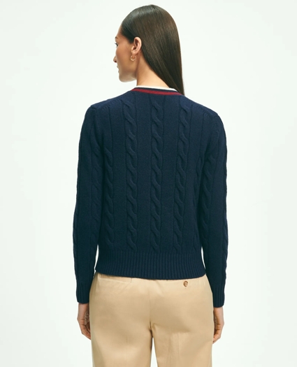 Merino Wool Cashmere Tennis Cardigan, image 4