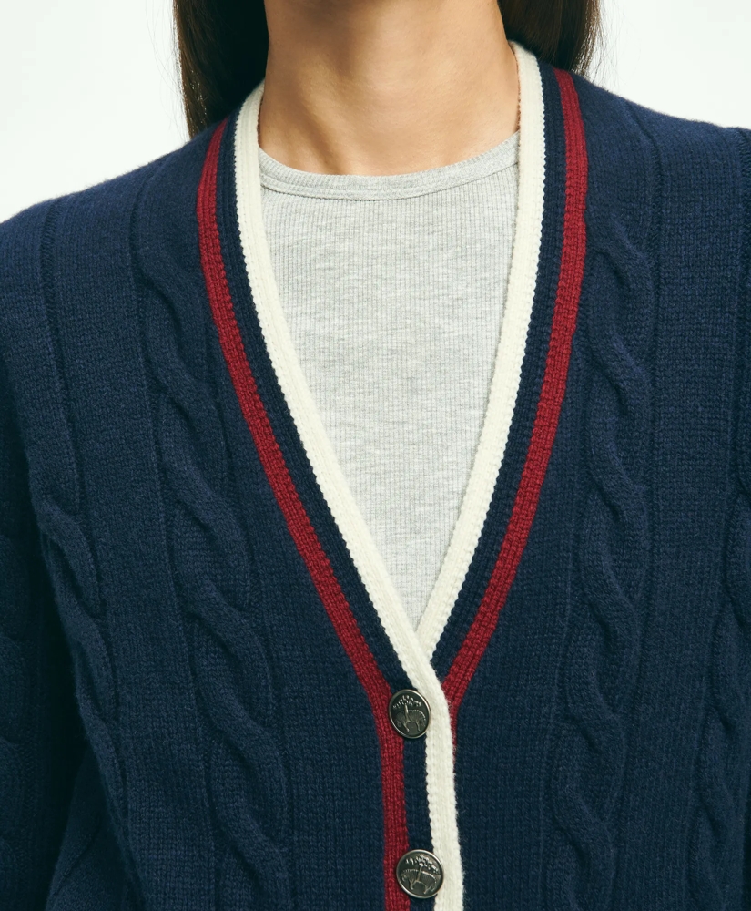 Merino Wool Cashmere Tennis Cardigan, image 5