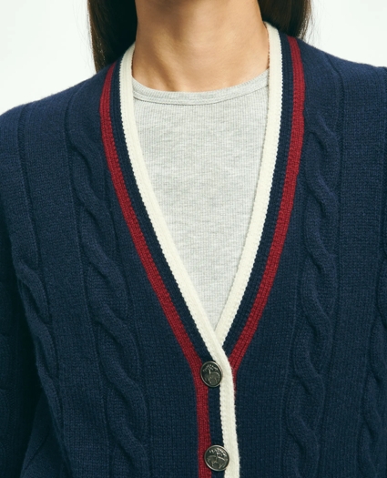 Merino Wool Cashmere Tennis Cardigan, image 5