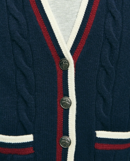 Merino Wool Cashmere Tennis Cardigan, image 6