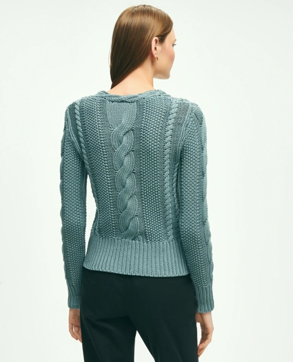 Cotton Multi-Cable V-Neck Sweater, image 3