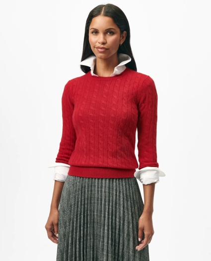 Cashmere Cable Crewneck Sweater, image 2