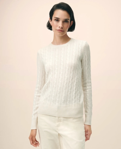 Cashmere Cable Crewneck Sweater, image 1