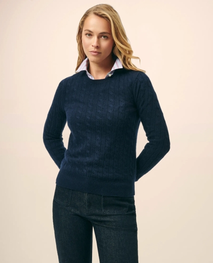 Cashmere Cable Crewneck Sweater, image 1