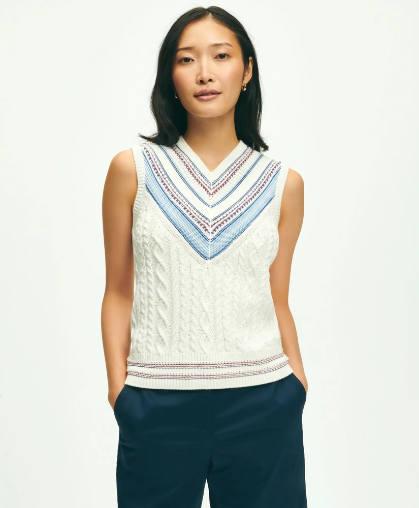 V-Neck Sleeveless Tennis Sweater In Supima® Cotton, image 1