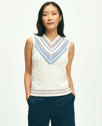 V-Neck Sleeveless Tennis Sweater In Supima® Cotton, image 1