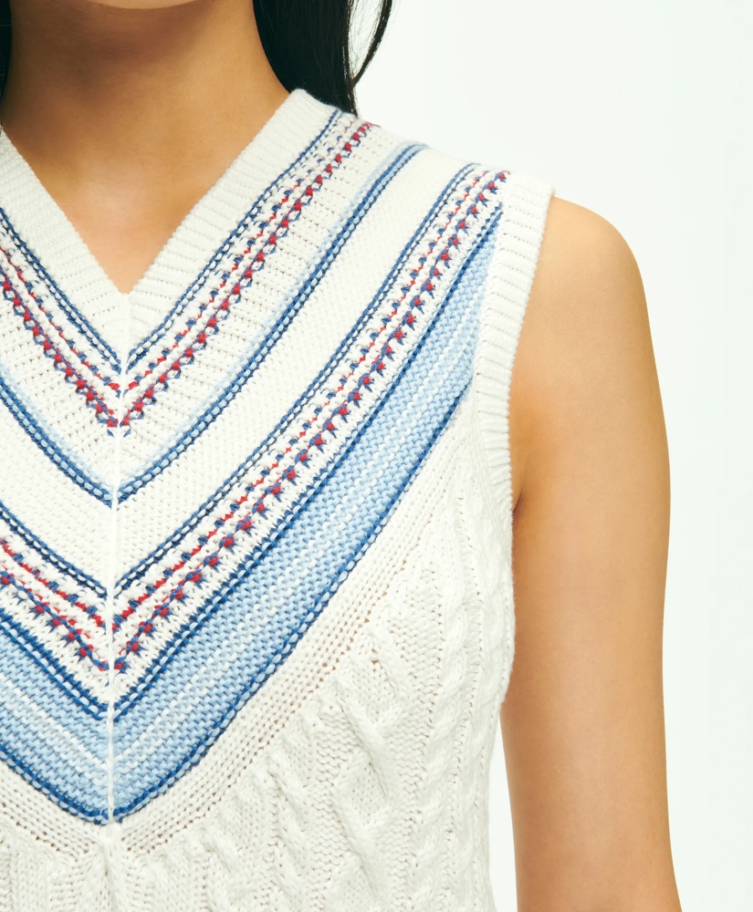 V-Neck Sleeveless Tennis Sweater In Supima® Cotton, image 3