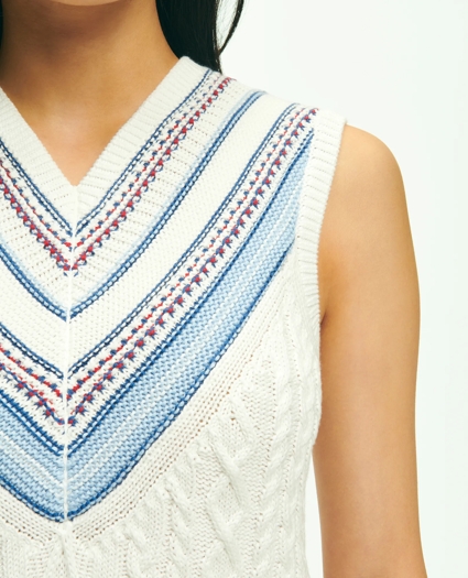 V-Neck Sleeveless Tennis Sweater In Supima® Cotton, image 3