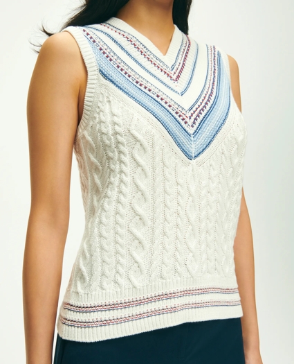 V-Neck Sleeveless Tennis Sweater In Supima® Cotton, image 4