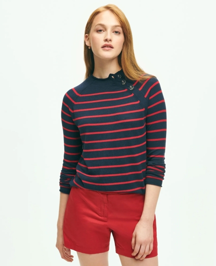 Mariner Striped Silk-Cotton Sweater, image 1