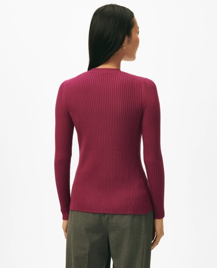 Twinset Silk Blend Ribbed V-Neck Cardigan, image 3