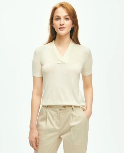 Silk Blend Shawl Collar Sweater, image 1