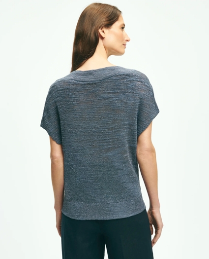 Relaxed V-Neck Short-Sleeve Sweater In Linen Lurex®, image 3