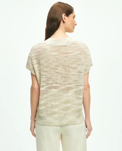 Relaxed V-Neck Short-Sleeve Sweater In Linen Lurex®, image 4