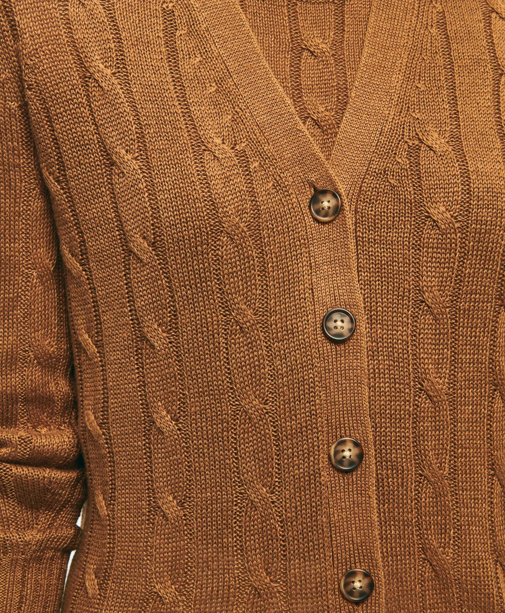 Cable Knit Cardigan In Linen, image 2