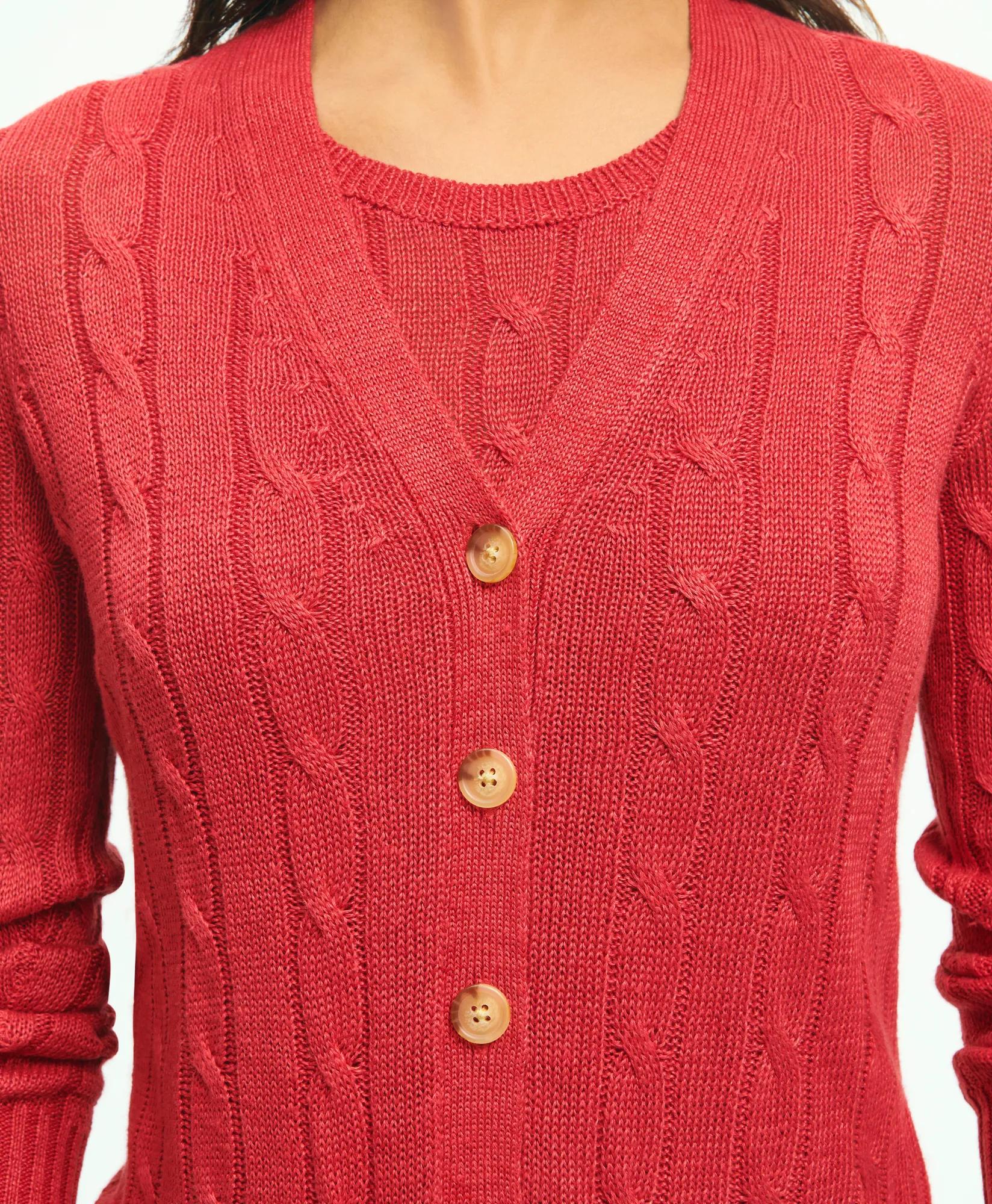 Cable Knit Cardigan In Linen, image 2