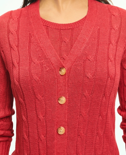 Cable Knit Cardigan In Linen, image 2