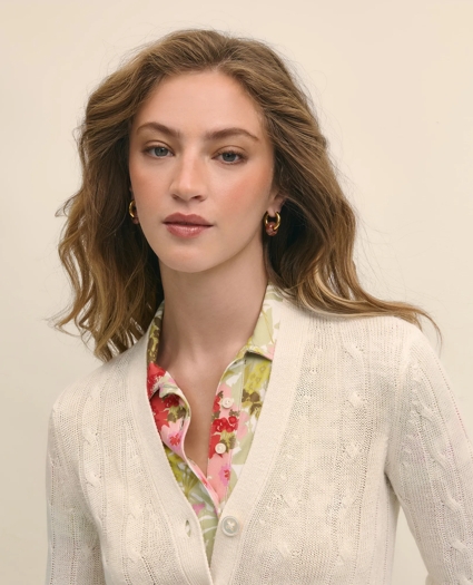 Cable Knit Cardigan In Linen, image 2