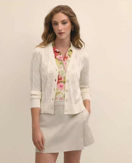 Cable Knit Cardigan In Linen, image 3