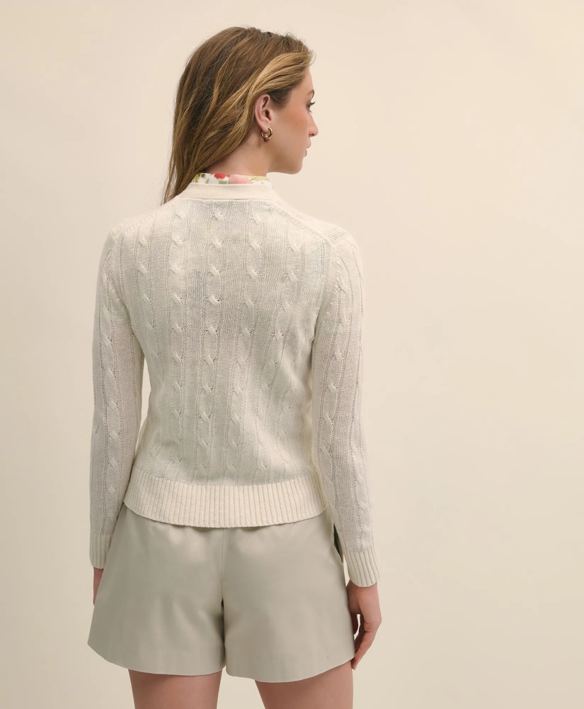 Cable Knit Cardigan In Linen, image 4