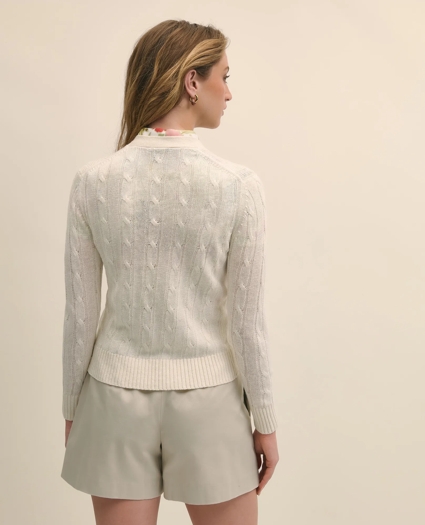 Cable Knit Cardigan In Linen, image 4