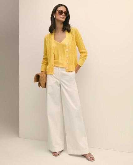 Linen Cable V-Neck Cardigan, image 1
