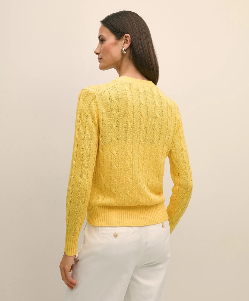 Linen Cable V-Neck Cardigan, image 4