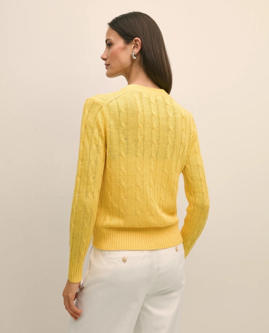 Linen Cable V-Neck Cardigan