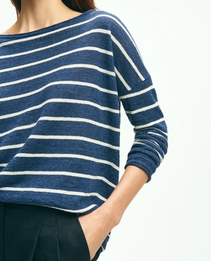 Mariner Stripe Boat Neck Sweater in Linen, image 2