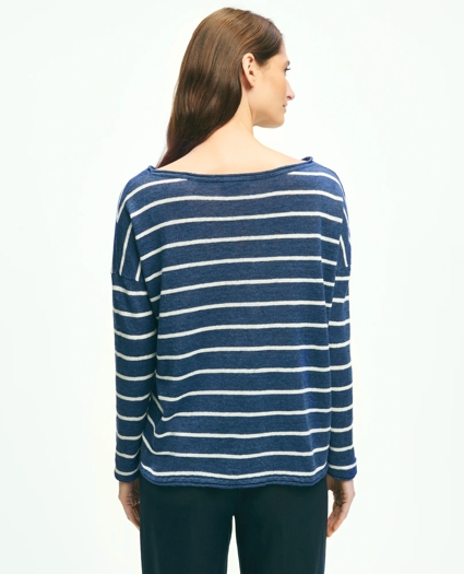 Mariner Stripe Boat Neck Sweater in Linen, image 3