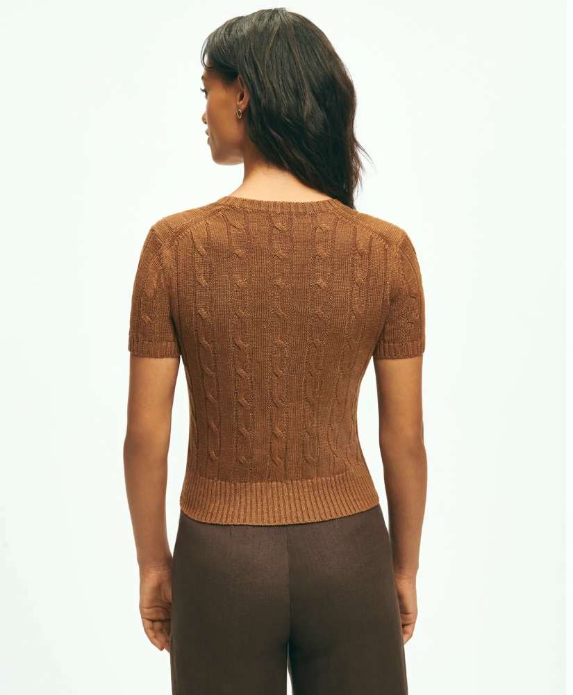 Cable Knit Short-Sleeve Top In Linen, image 3