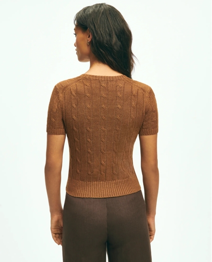 Cable Knit Short-Sleeve Top In Linen, image 3