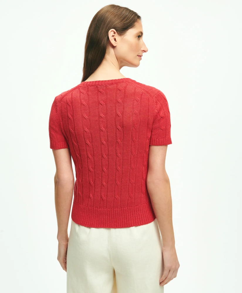 Cable Knit Short-Sleeve Top In Linen, image 3