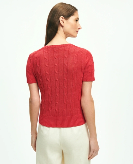 Cable Knit Short-Sleeve Top In Linen, image 3