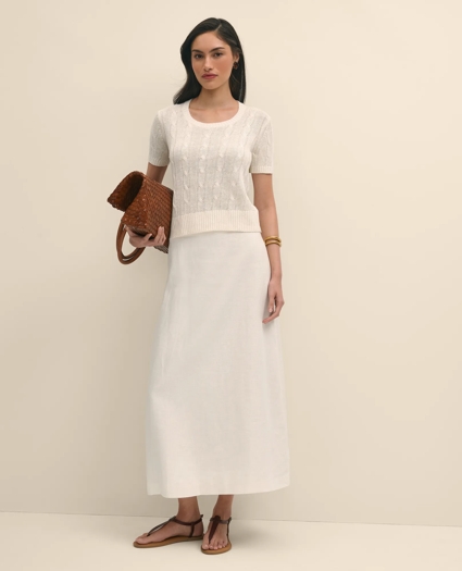 Cable Knit Short-Sleeve Top In Linen, image 1